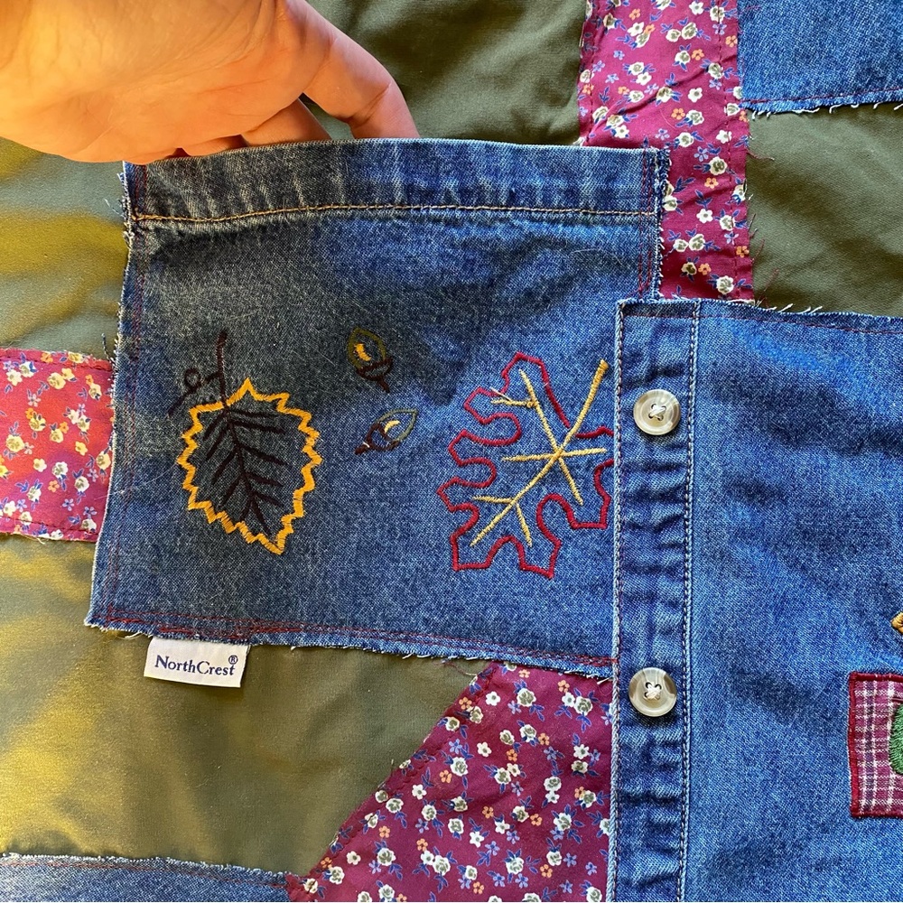 Denim Patchwork Fall Tote Bag - Picture 8 of 9